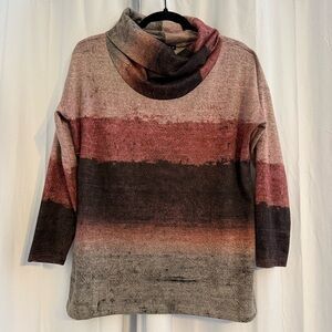 David Cline Ombre Cowl Neck Tunic Top Textured Knit Women’s Medium